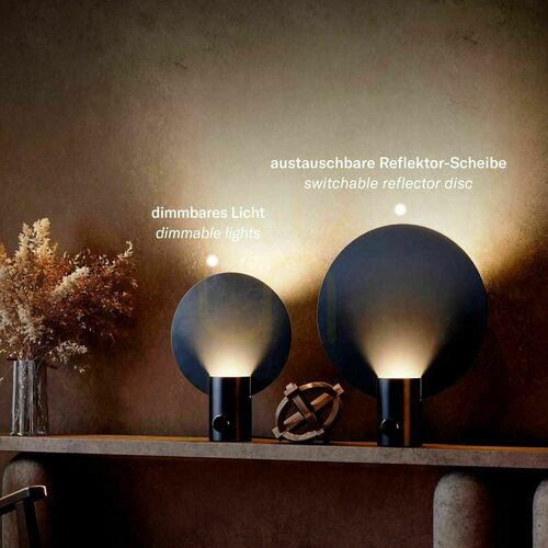 Prüfen Tischlampe s.luce Cloud schwarz 50 cm Metall rund mit Drehdimmer