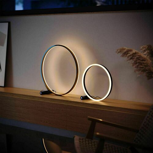 Prüfen Tischlampe s.luce Ring LED Silber 60 cm Metall dimmbar Touch-Dimmer Wohnzimmer Schlafzimmer