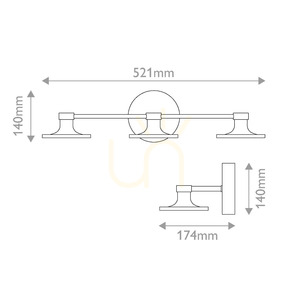 Issa LED-Wandleuchte – 3 Lichtquellen – gebürstetes Gold Elstead small 3