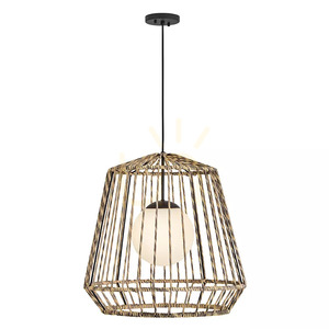 Arlen große Außen-Hängelaterne – 1 Lichtquelle – Schwarz, Rattan Elstead small 0