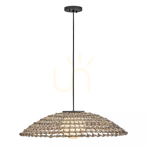 Arlen extragroße Außen-Pendelleuchte – 1 Lichtquelle – Schwarz, Rattan Elstead small 1