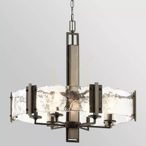 Aberdeen Kronleuchter – 6 Lichtquellen – gealterte Holzoptik Grau, Altbronze Elstead small 3