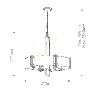 Aberdeen Kronleuchter – 6 Lichtquellen – gealterte Holzoptik Grau, Altbronze Elstead small 8