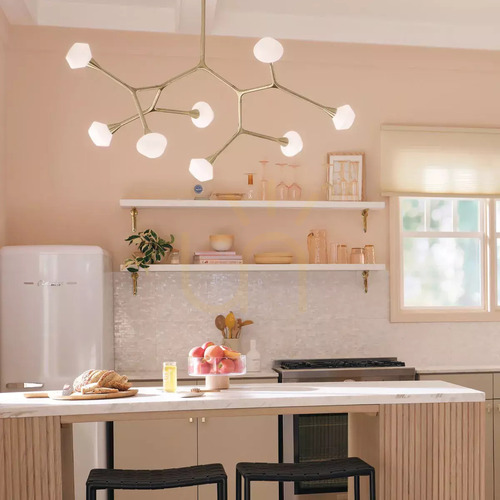Prüfen Cassius Pendelleuchte für Kücheninsel – 8 Lichtquellen – Champagne Bronze, Elstead