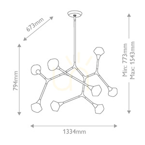 Cassius Pendelleuchte für Kücheninsel – 8 Lichtquellen – Champagne Bronze, Elstead small 8