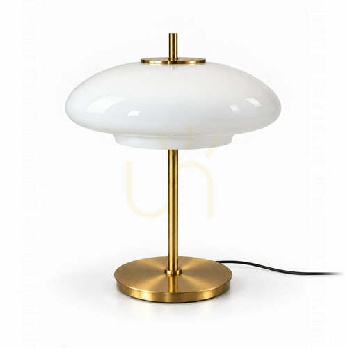 Prüfen Tischlampe BAZAR BIZAR Weißgold Glas Metall 32 cm Handgemacht