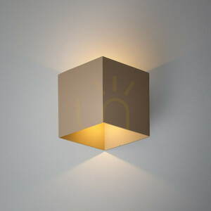LED-Wandleuchte „Cube“ in Beige, Schutzart IP54 small 1