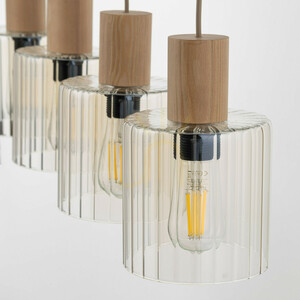 TK-Lighting SIERRA WOOD 11802 Pendelleuchte, 4×E27, cognacfarbenes Glas small 4