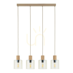 TK-Lighting SIERRA WOOD 11802 Pendelleuchte, 4×E27, cognacfarbenes Glas small 9