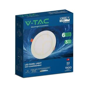 V-TAC PRO VT-2207CCT rundes LED-Einbaupanel 22W 1900lm CCT 3000K/4000K/6500K Ø24 cm, weiß small 4
