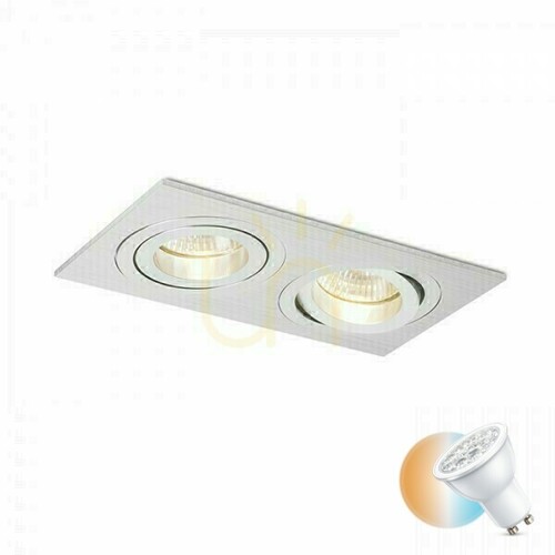 Prüfen Einbauleuchte PASADENA GU10 SQ II 2xGU10 gebürstetes Aluminium 230 V