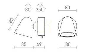 Stig Wandleuchte Schwarz 230 V Led 5.6 W 34° 3000 K small 5