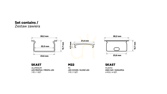 Vorschau TEKKNI SKAST-Set, Silber, mattierter Schirm, 2 m TEKKNI SKAST-Set, Silber, mattierter Schirm, 2 m
