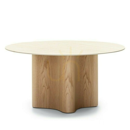 Prüfen Nova Nook LESUND Couchtisch 90 cm, Sinterstein in Travertinoptik, Eichenfurnier