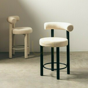2er-Set PERER-Barhocker, beige mit schwarzen Beinen, aus Bouclé-Stoff; Mindestbestellmenge – 2 Stück, Nova Nook small 1