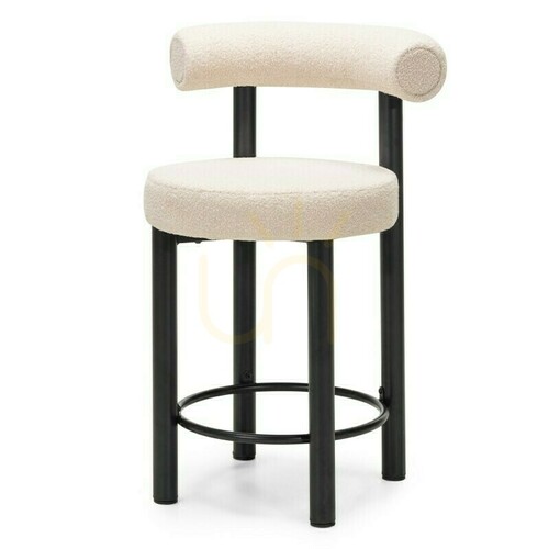 Prüfen 2er-Set PERER-Barhocker, beige mit schwarzen Beinen, aus Bouclé-Stoff; Mindestbestellmenge – 2 Stück, Nova Nook