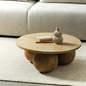 MOXIE 70 cm Couchtisch, rund, aus Mangoholz, mit abgerundeten Formen von Nova Nook small 2