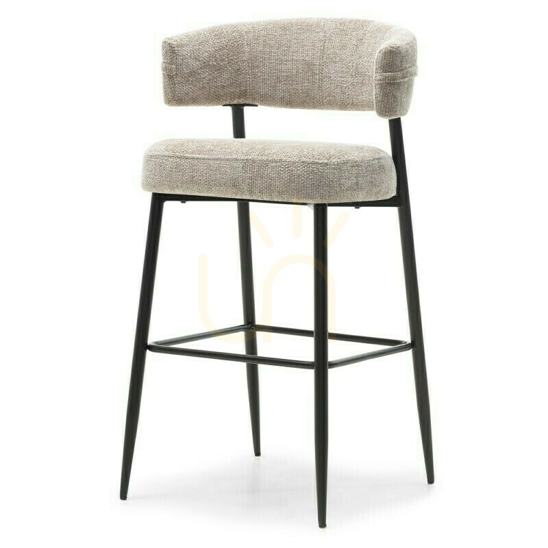 2er-Set OSARIO-Barhocker in Beige mit schwarzen Beinen; Mindestbestellmenge: 2 Stück – Nova Nook