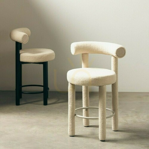 Prüfen 2er-Set PERRIER 2.0 Barhocker, beige, aus Bouclé-Stoff, Mindestbestellmenge – 2 Stück, Nova Nook