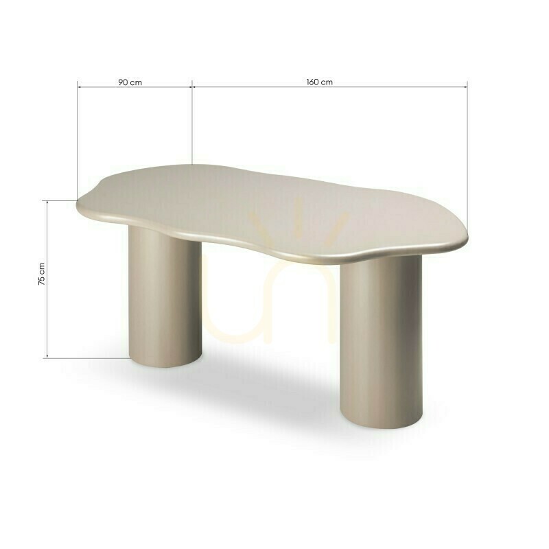 Prüfen LUXE 160 cm Esstisch, Dunkelbeige, abgerundete Formen von Nova Nook LUXE 160 cm Esstisch, Dunkelbeige, abgerundete Formen von Nova Nook