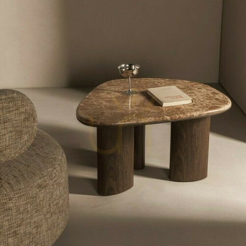 Prüfen ELLE 75 cm Couchtisch, dunkles Nussbaumholz/Nova Nook-Marmor