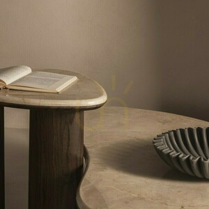 Beistelltisch „ELLE“, 44 cm, dunkles Nussbaumholz/Nova-Nook-Marmor small 2