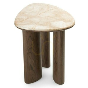 Beistelltisch „ELLE“, 44 cm, dunkles Nussbaumholz/Nova-Nook-Marmor small 4