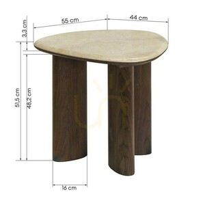 Beistelltisch „ELLE“, 44 cm, dunkles Nussbaumholz/Nova-Nook-Marmor small 6