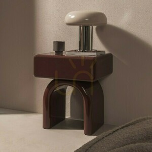 LUSH Nachttisch mit Schublade, burgunderbraun, hochglänzend, bogenförmig von Nova Nook small 1