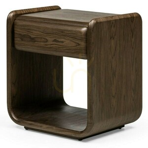 MOX Runder Nachttisch mit Schublade, dunkles Nussbaumholz, Nova Nook small 3