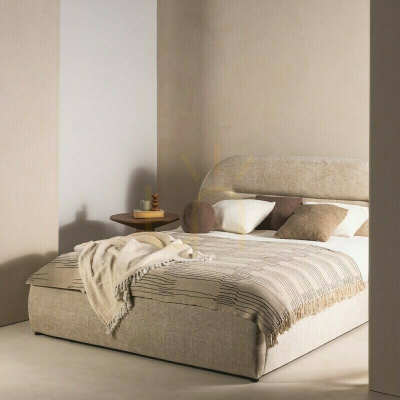 Anzeige LONEL Polsterbett, 140 x 200 cm, mit Rahmen und Stauraum, hellbeige, abgerundete Nova Nook-Ausführung LONEL Polsterbett, 140 x 200 cm, mit Rahmen und Stauraum, hellbeige, abgerundete Nova Nook-Ausführung