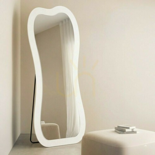 Prüfen CELLO Standspiegel mit LED-Beleuchtung, 63 x 160 cm, unregelmäßig geformt, weiß, Nova Nook