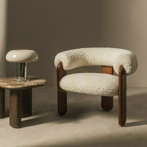Prüfen LOLE Sessel, Creme/Walnuss, Nova Nook Bouclé
