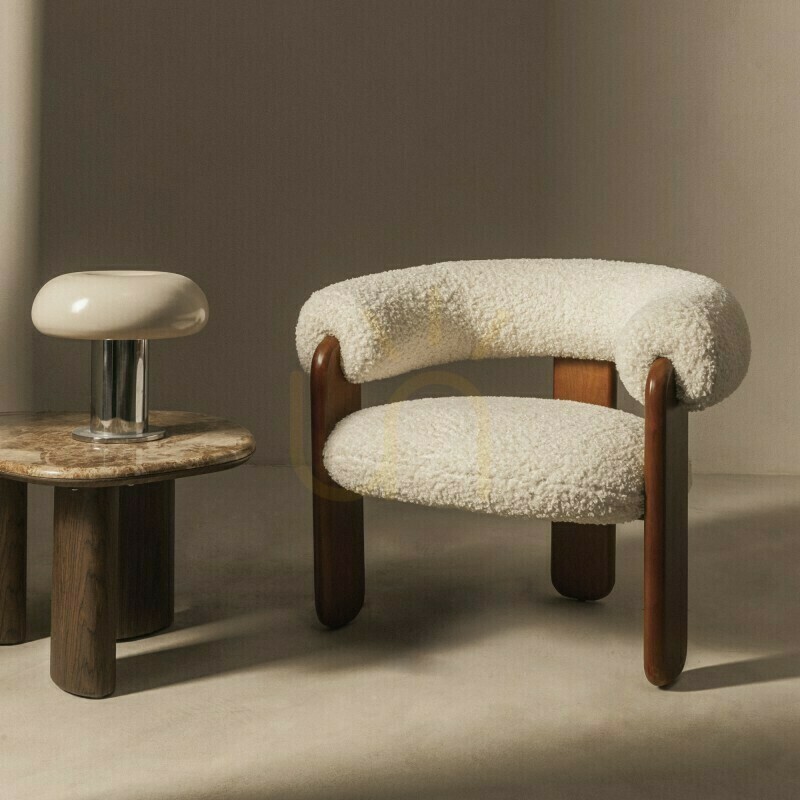 Aussicht LOLE Sessel, Creme/Walnuss, Nova Nook Bouclé LOLE Sessel, Creme/Walnuss, Nova Nook Bouclé