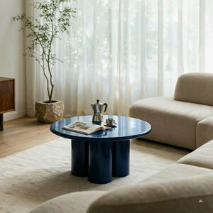 BURGUN 80 cm Couchtisch, Kobaltblau, Hochglanz, Nova Nook small 1