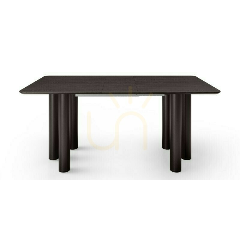 Anzeige OAL Ausziehbarer Tisch 140–200 cm, Eichenfurnier, Schwarz, Buchenholz, abgerundete Nova-Ecke OAL Ausziehbarer Tisch 140–200 cm, Eichenfurnier, Schwarz, Buchenholz, abgerundete Nova-Ecke