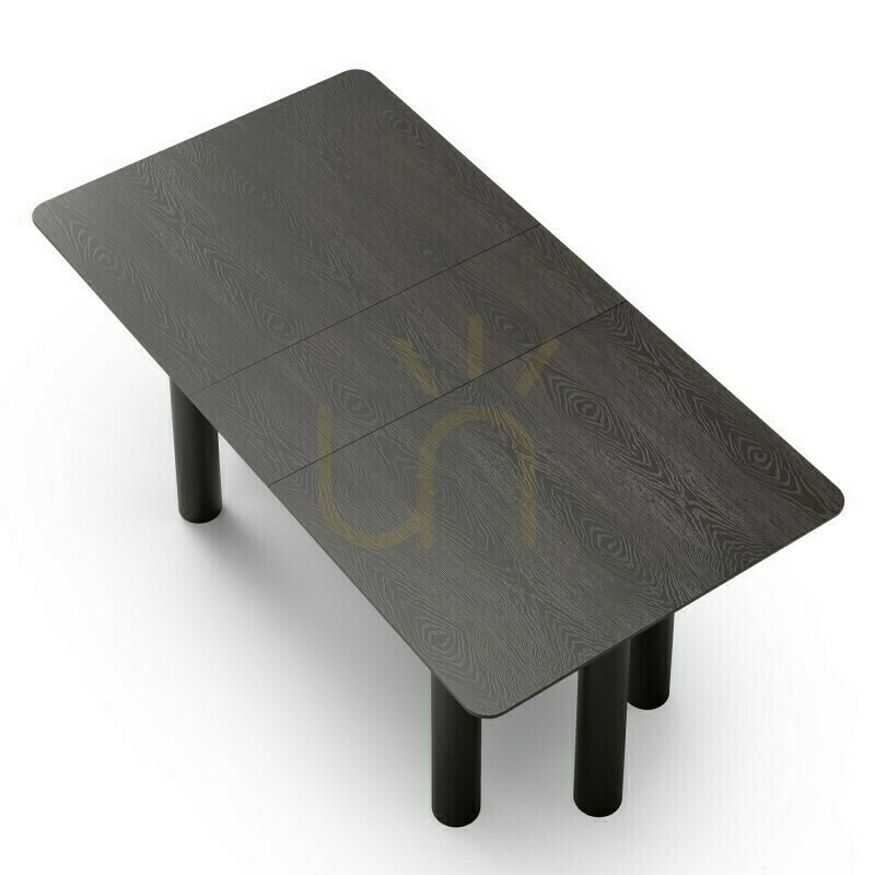 Vorschau OAL Ausziehbarer Tisch 140–200 cm, Eichenfurnier, Schwarz, Buchenholz, abgerundete Nova-Ecke OAL Ausziehbarer Tisch 140–200 cm, Eichenfurnier, Schwarz, Buchenholz, abgerundete Nova-Ecke