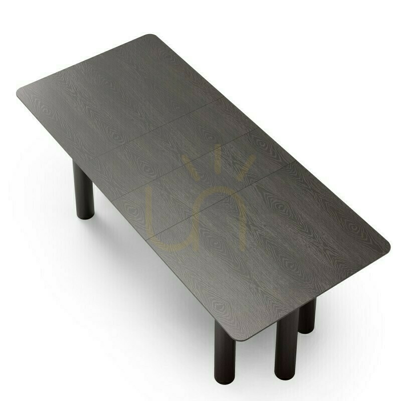 Anzeige OAL Ausziehbarer Tisch 140–200 cm, Eichenfurnier, Schwarz, Buchenholz, abgerundete Nova-Ecke OAL Ausziehbarer Tisch 140–200 cm, Eichenfurnier, Schwarz, Buchenholz, abgerundete Nova-Ecke