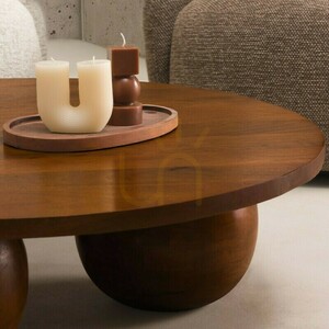 MORELO 100 cm Couchtisch, rund, aus Mangoholz, in dunklem Nussbaum, mit abgerundeten Formen, Nova Nook small 2