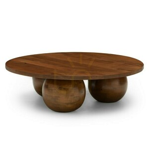 MORELO 100 cm Couchtisch, rund, aus Mangoholz, in dunklem Nussbaum, mit abgerundeten Formen, Nova Nook small 5