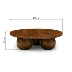 MORELO 100 cm Couchtisch, rund, aus Mangoholz, in dunklem Nussbaum, mit abgerundeten Formen, Nova Nook small 7