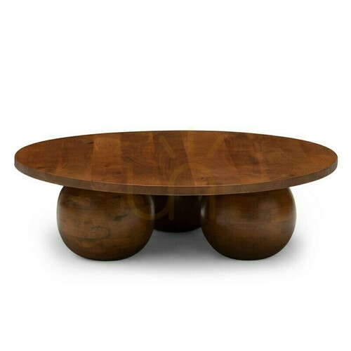 Prüfen MORELO 100 cm Couchtisch, rund, aus Mangoholz, in dunklem Nussbaum, mit abgerundeten Formen, Nova Nook