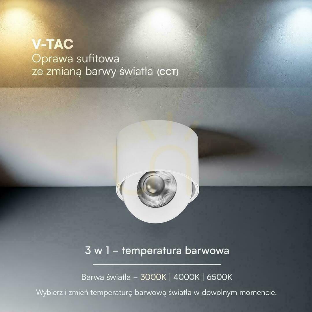 Aussicht V-TAC LED CREE schwenkbares Aufputz-Einbaustrahler, 18 W, CRI 90+, CCT, IP44, Weiß, VT-110018CCT, 1350 lm, 6 Jahre Garantie V-TAC LED CREE schwenkbares Aufputz-Einbaustrahler, 18 W, CRI 90+, CCT, IP44, Weiß, VT-110018CCT, 1350 lm, 6 Jahre Garantie