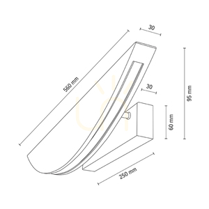 Wandleuchte „Dubai“, geölte Eiche/mattes Nickel, 1xLED 12,5 W, 56 cm small 3