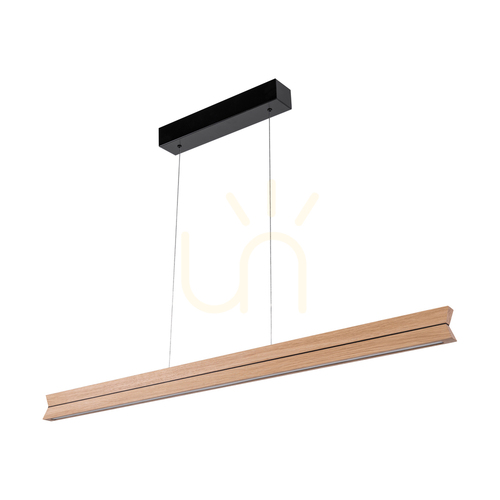 Prüfen Doppel-Pendelleuchte, geölte Eiche/Schwarz, 3xLED, 23 W, nach oben und unten gerichtet, 100 cm
