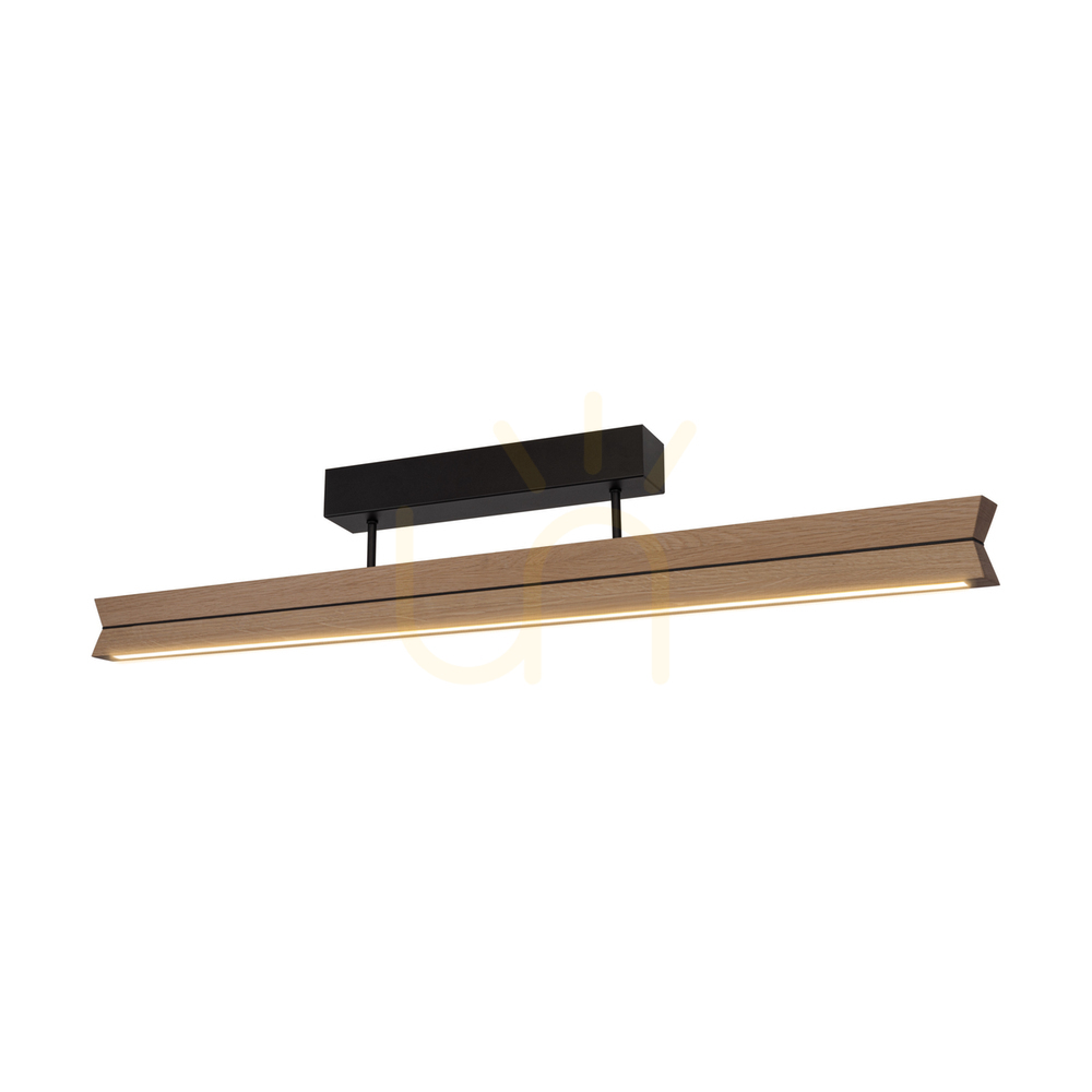 Aussicht Doppelte Deckenleuchte, geölte Eiche/Schwarz, 3xLED, 23 W, 100 cm Doppelte Deckenleuchte, geölte Eiche/Schwarz, 3xLED, 23 W, 100 cm