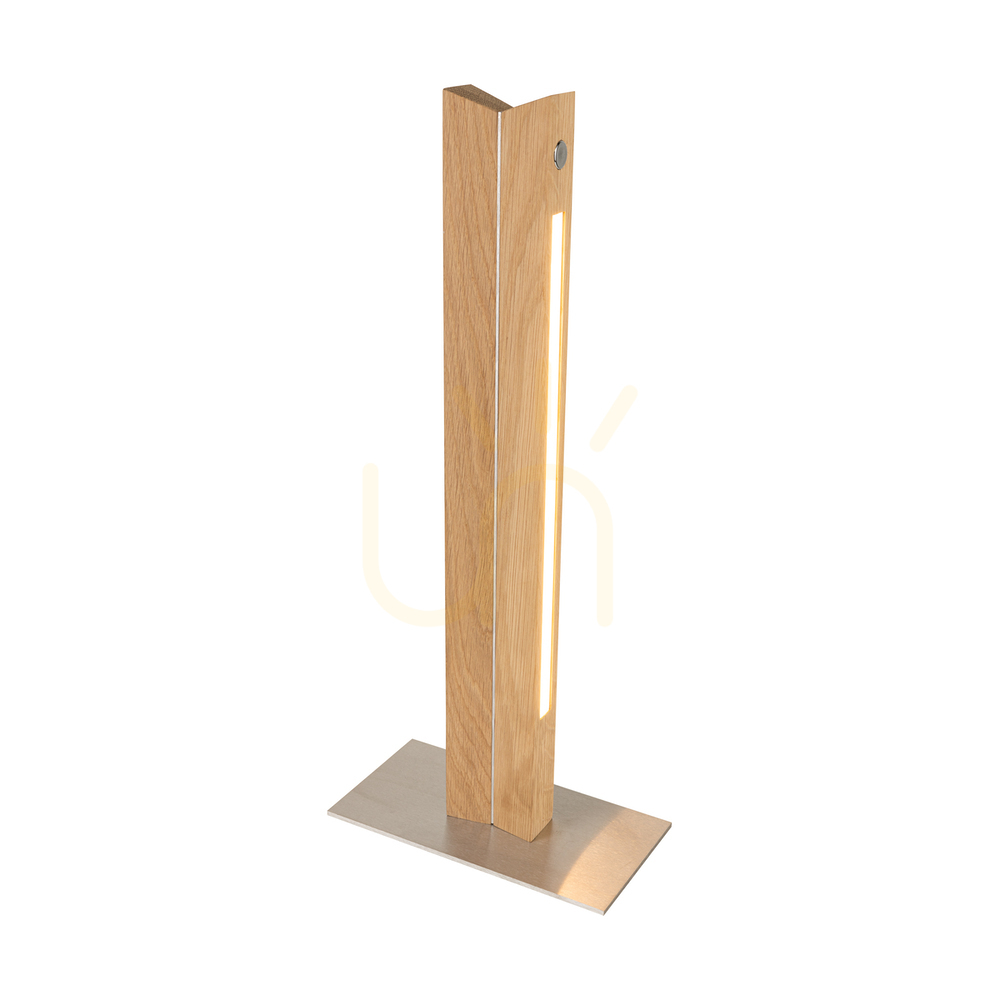 Aussicht Doppel-Tischlampe, geölte Eiche/mattes Nickel, 2xLED 9,5 W, 20 cm Doppel-Tischlampe, geölte Eiche/mattes Nickel, 2xLED 9,5 W, 20 cm