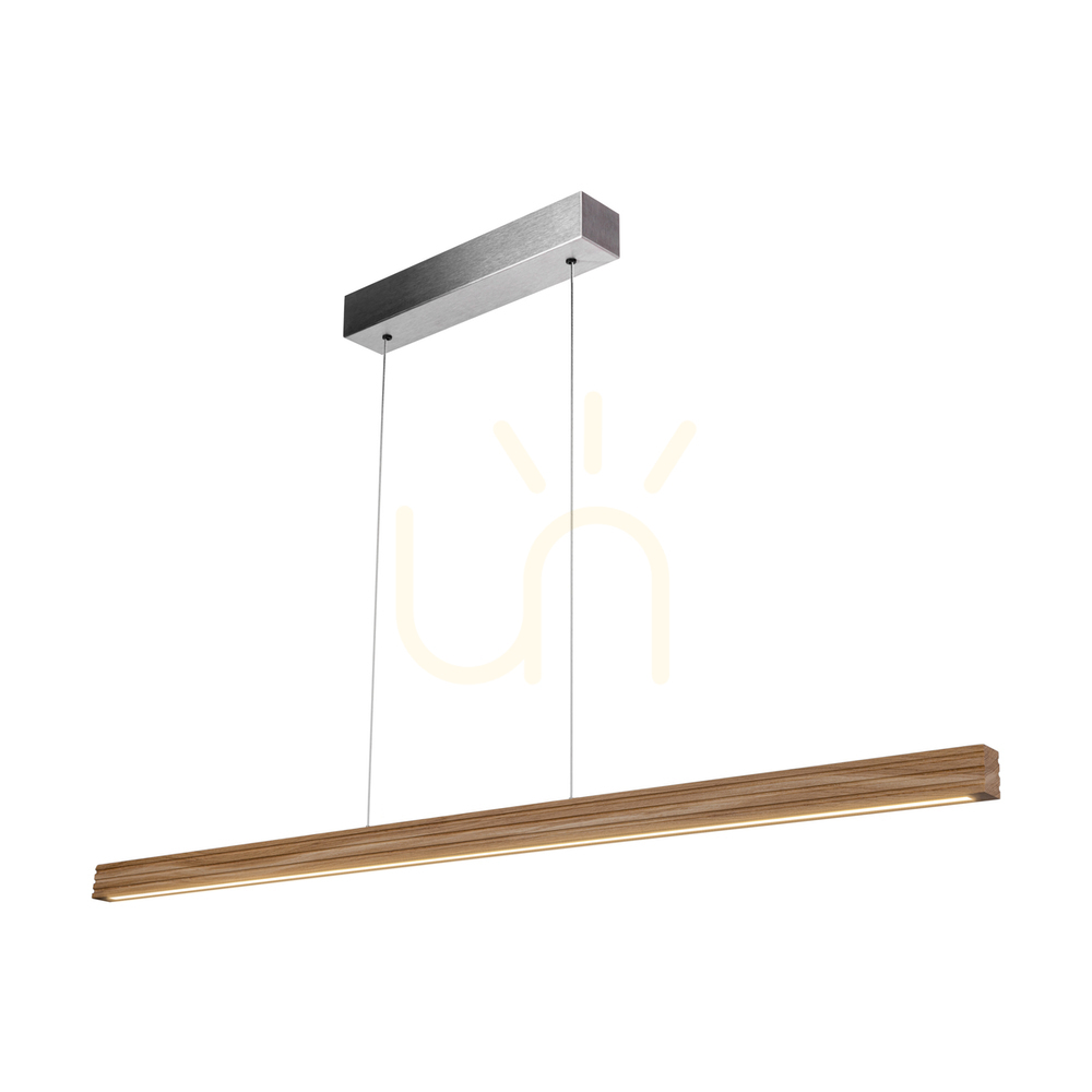 Aussicht Riflet Pendelleuchte, geölte Eiche/mattes Nickel, 3xLED, 28 W, Up&Down, 120 cm Riflet Pendelleuchte, geölte Eiche/mattes Nickel, 3xLED, 28 W, Up&Down, 120 cm