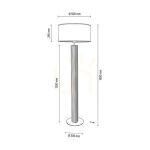 Riflet Stehlampe, geölte Eiche/mattes Nickel, cremefarbener und silberner Lampenschirm, 1xE27, Ø 50 cm small 3