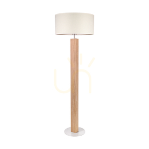 Riflet Stehlampe, geölte Eiche/mattes Nickel, cremefarbener und silberner Lampenschirm, 1xE27, Ø 50 cm small 0